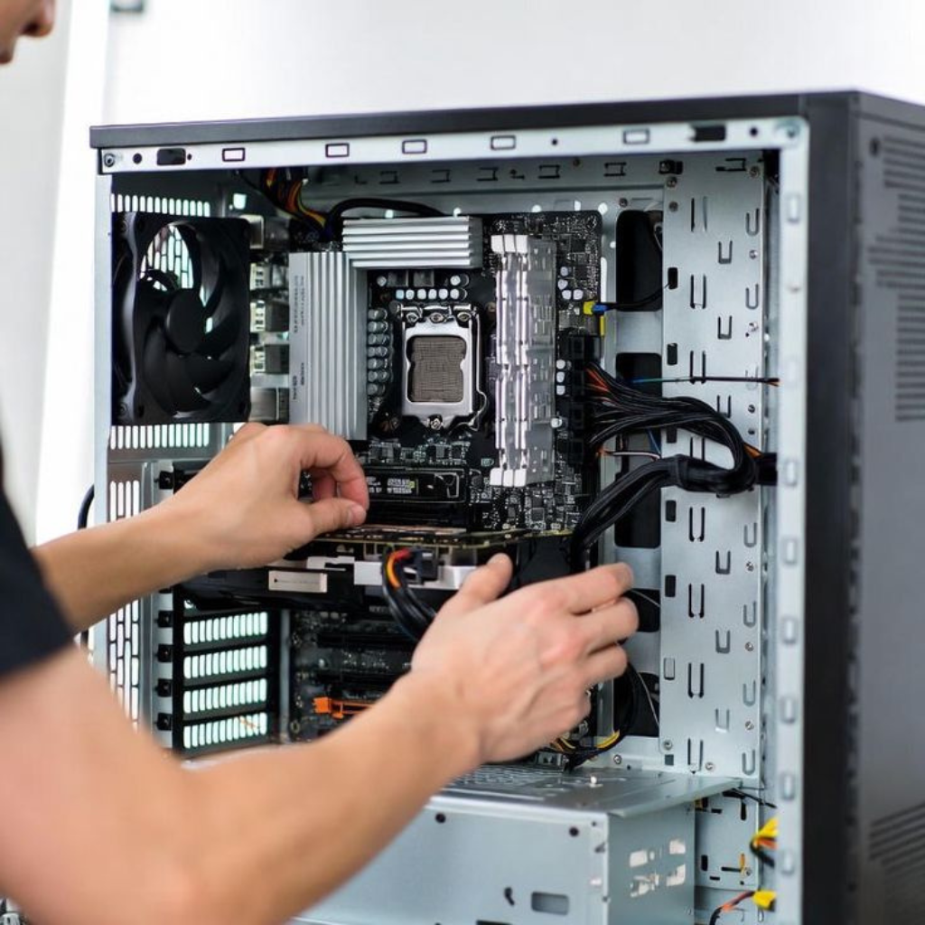 Technician Assembling a Desktop Computer PC